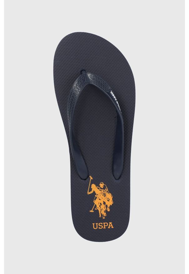 U.S. Polo Assn. japonki męskie kolor granatowy. Kolor: niebieski. Materiał: materiał. Wzór: gładki. Obcas: na obcasie. Wysokość obcasa: niski