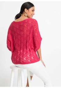 Shirt dzianinowy oversize bonprix różowy magenta. Kolor: różowy. Materiał: dzianina #4