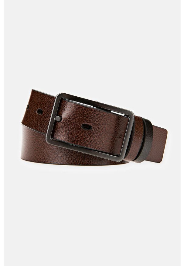 Lancerto - Pasek Ciemnobrązowo-Czarny Dwustronny Ethan. Kolor: brązowy, czarny, wielokolorowy. Materiał: skóra. Styl: casual, elegancki, klasyczny