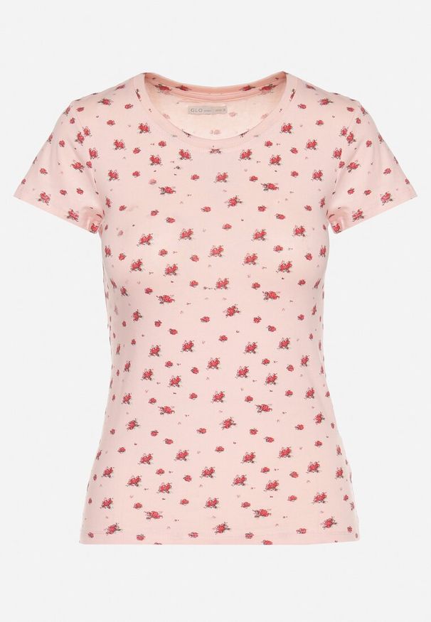 Born2be - Różowy Bawełniany T-shirt w Kwiatowy Wzór Savele. Okazja: na spotkanie biznesowe, na co dzień, na spacer, do pracy. Kolor: różowy. Materiał: bawełna. Wzór: kwiaty. Styl: biznesowy, klasyczny, casual