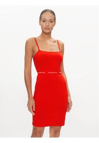 Calvin Klein Jeans Sukienka letnia Logo J20J219644 Czerwony Slim Fit. Kolor: czerwony. Materiał: bawełna. Sezon: lato