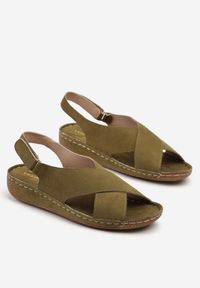 Born2be - Zielone Sandały Vices z Przeszyciami Saroluna. Okazja: na co dzień. Zapięcie: rzepy. Kolor: zielony. Styl: elegancki, casual #5