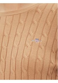 GANT - Gant Sweter 4800100 Khaki Slim Fit. Kolor: brązowy. Materiał: bawełna