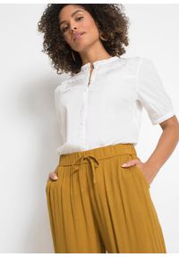 bonprix - Spodnie Marlena z lejącej wiskozy. Kolor: żółty. Materiał: wiskoza #3