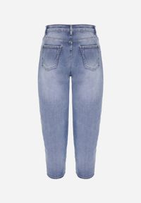 Born2be - Niebieskie Bawełniane Jeansy Mom Fit o Klasycznym Kroju z Wysokim Stanem Esersia. Okazja: do pracy, na co dzień. Stan: podwyższony. Kolor: niebieski. Długość: długie. Styl: klasyczny #7