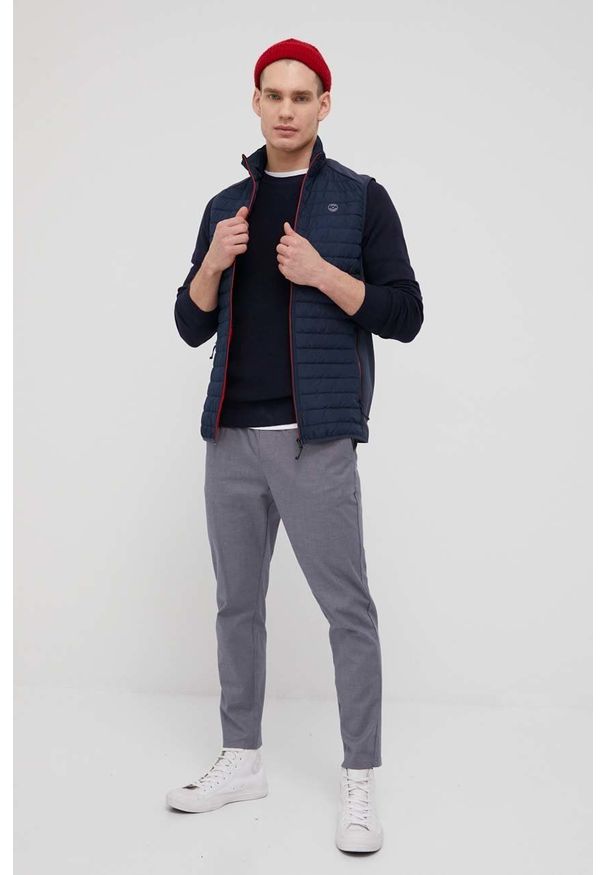 Premium by Jack&Jones sweter męski kolor granatowy lekki. Okazja: na co dzień. Kolor: niebieski. Materiał: poliester. Długość rękawa: raglanowy rękaw. Styl: casual