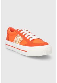Desigual buty 22SSKA19.7002 kolor pomarańczowy. Nosek buta: okrągły. Zapięcie: sznurówki. Kolor: pomarańczowy. Obcas: na platformie #3
