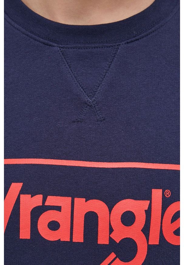 Wrangler bluza bawełniana męska kolor granatowy z nadrukiem. Okazja: na co dzień. Kolor: niebieski. Materiał: bawełna. Wzór: nadruk. Styl: casual