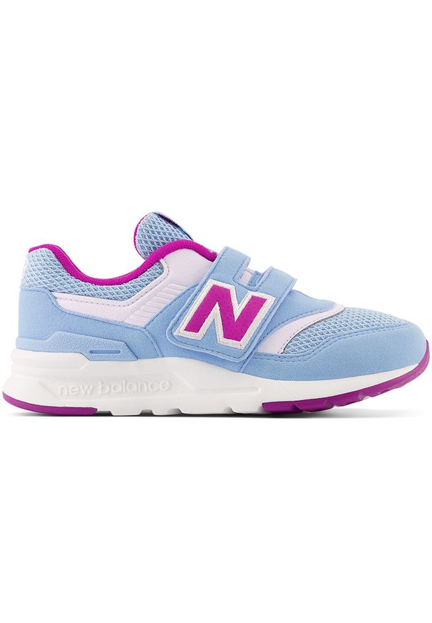 Buty dziecięce New Balance PZ997HRD – niebieskie. Okazja: na co dzień, na uczelnię. Zapięcie: rzepy. Kolor: niebieski. Materiał: materiał, guma, syntetyk. Szerokość cholewki: normalna