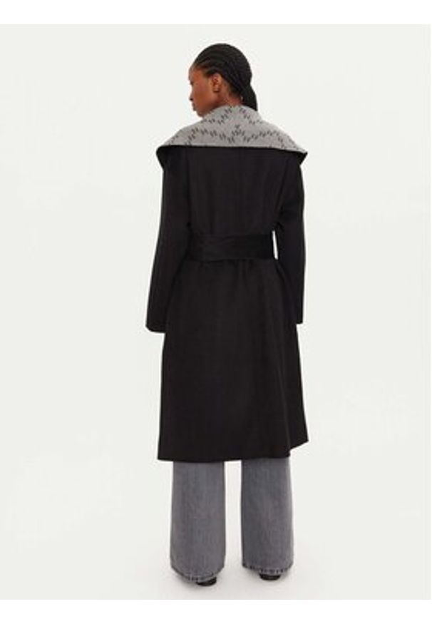 Karl Lagerfeld - KARL LAGERFELD Płaszcz wełniany 246W1502 Szary Loose Fit. Typ kołnierza: dekolt w karo. Kolor: szary. Materiał: syntetyk, wełna