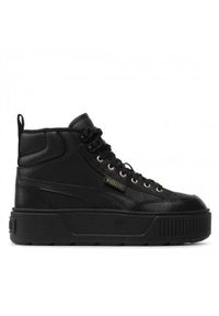 Buty do chodzenia damskie Puma Karmen Mid. Wysokość cholewki: za kostkę. Zapięcie: sznurówki. Kolor: czarny. Materiał: guma, materiał, syntetyk. Szerokość cholewki: normalna. Sport: turystyka piesza