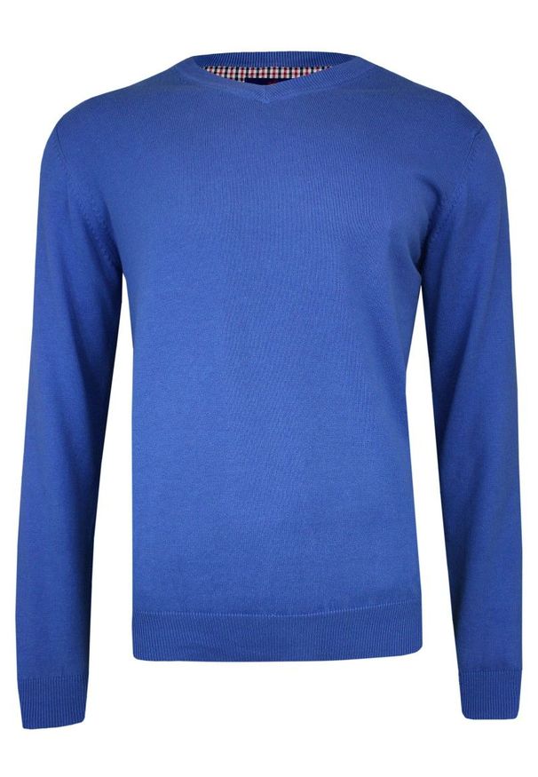 Niebieski sweter Adriano Guinari z klasycznym kołnierzykiem, klasyczny