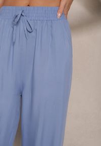 Renee - Niebieskie Szerokie Spodnie z Wiskozy High Waist Naivella. Okazja: na co dzień. Stan: podwyższony. Kolor: niebieski. Materiał: wiskoza. Styl: elegancki, casual #5