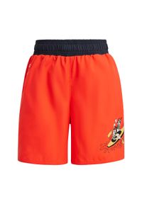 Adidas - Szorty adidas x Disney Mickey and Friends Swim. Kolor: czerwony. Materiał: materiał. Wzór: motyw z bajki