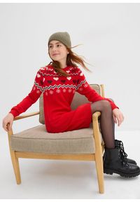 bonprix - Sukienka dzianinowa. Kolor: czerwony. Materiał: dzianina #2