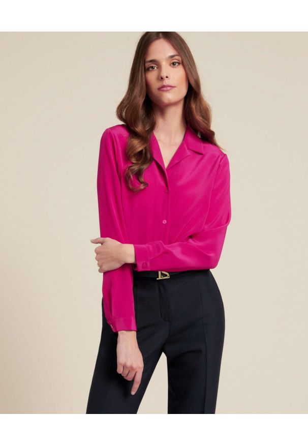 Luisa Spagnoli - LUISA SPAGNOLI - Różowa koszula z jedwabiu Bond. Kolor: różowy, wielokolorowy, fioletowy. Materiał: jedwab