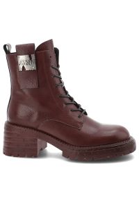 Bordowe Botki Artiker Modne Buty Damskie. Kolor: czerwony. Szerokość cholewki: normalna. Wzór: aplikacja. Sezon: zima, jesień. Obcas: na słupku #6