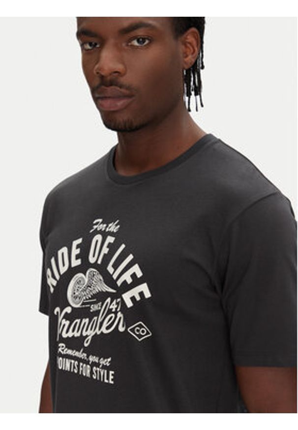 Wrangler T-Shirt Americana 112362790 Czarny Regular Fit. Kolor: czarny. Materiał: bawełna