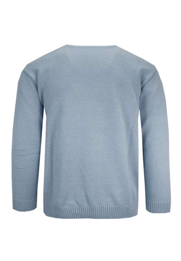 Max Sheldon - Sweter Niebieski Okrągły Dekolt (U-neck), Męski - MAX SHELDON. Kolor: niebieski. Materiał: bawełna, akryl. Sezon: zima, jesień. Styl: klasyczny