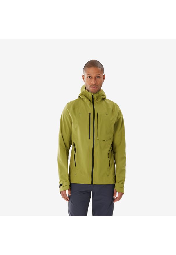 quechua - Kurtka turystyczna męska Quechua MH900 wodoodporna. Kolor: zielony, czarny, wielokolorowy. Materiał: materiał. Sport: turystyka piesza