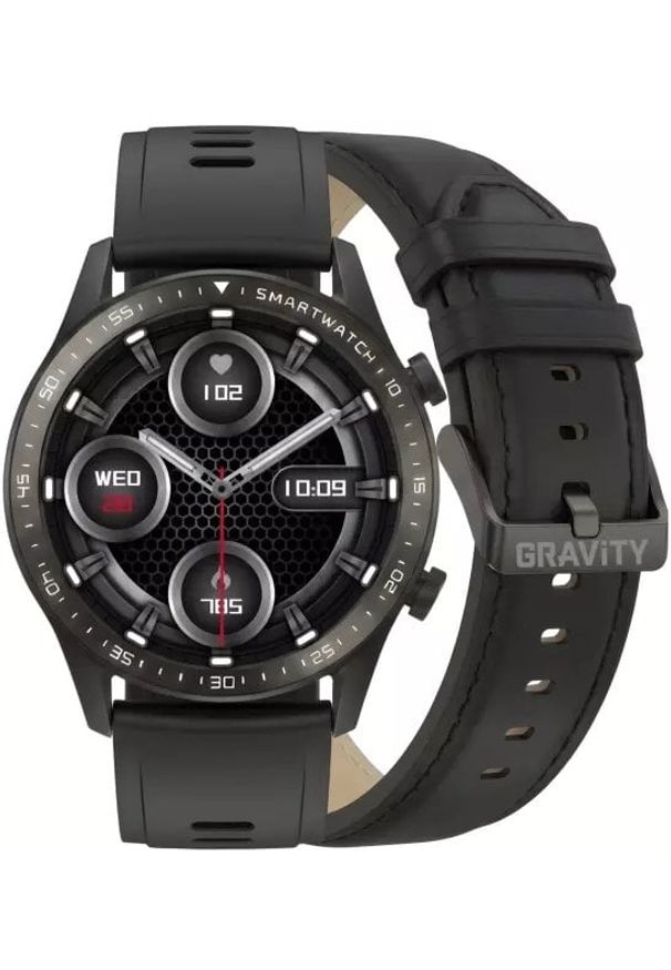 Smartwatch Gravity Czarny 2 Paski GT10-3. Rodzaj zegarka: smartwatch. Kolor: czarny
