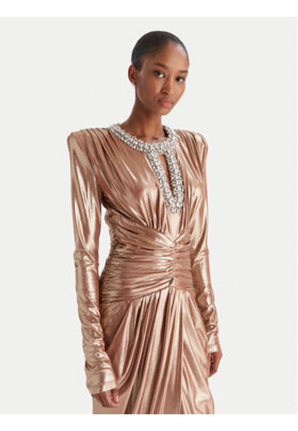 Babylon Sukienka wieczorowa S00835 Złoty Regular Fit. Kolor: złoty. Materiał: syntetyk. Styl: wizytowy