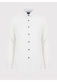 Pako Lorente - PAKO LORENTE – Biała koszula w granatowo-beżowy mikrowzór. Kolor: beżowy, biały, niebieski, wielokolorowy. Materiał: bawełna, elastan #6