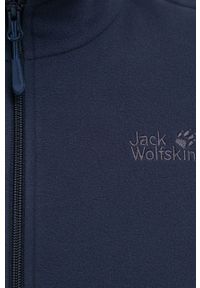 Jack Wolfskin Bluza męska kolor granatowy gładka. Okazja: na co dzień. Kolor: niebieski. Materiał: polar, materiał, dzianina. Długość: krótkie. Wzór: gładki. Styl: casual