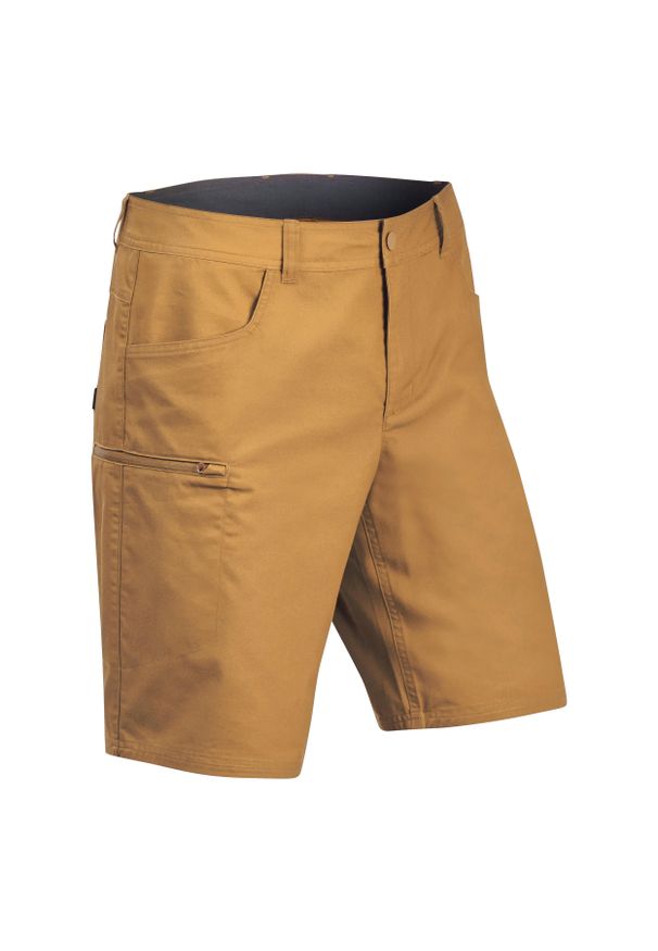 quechua - Spodenki turystyczne męskie Quechua NH500 Regular. Kolor: wielokolorowy, beżowy, pomarańczowy. Materiał: elastan, poliester, bawełna, materiał
