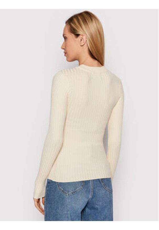 Pieces Sweter Crista 17115047 Beżowy Slim Fit. Kolor: beżowy. Materiał: wiskoza