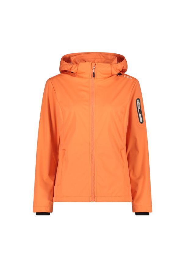 Kurtka damska turystyczna CMP 39A5016. Typ kołnierza: kaptur. Kolor: żółty, wielokolorowy, pomarańczowy. Materiał: softshell. Sport: turystyka piesza