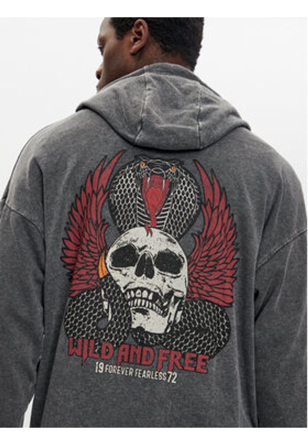 Brave Soul Bluza MSS-627PEROXIDE Czarny Relaxed Fit. Kolor: czarny. Materiał: bawełna