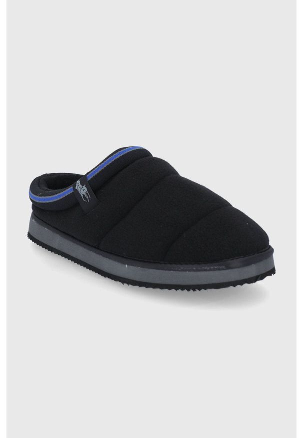 Polo Ralph Lauren Kapcie kolor czarny. Kolor: czarny. Materiał: materiał, guma. Wzór: gładki