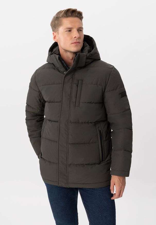 Volcano - Pikowana kurtka zimowa J-GILBERT. Kolor: brązowy. Materiał: materiał, puch, polar. Sezon: zima