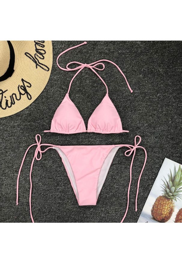 Intica - Bikini z regulowanym wiązaniem na lato Hajrija. Kolor: różowy. Materiał: tkanina. Długość: długie
