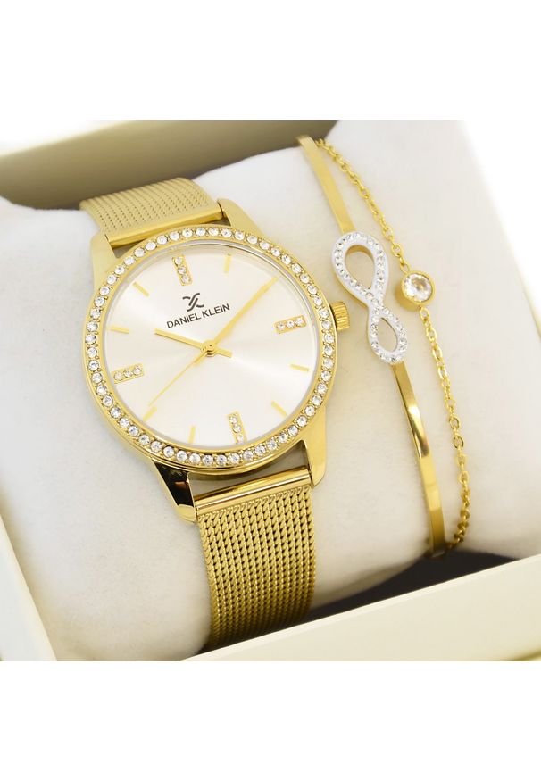 Zestaw damski zegarek Daniel Klein CORINA 13696-2 złoty st + bransoletka. Kolor: złoty