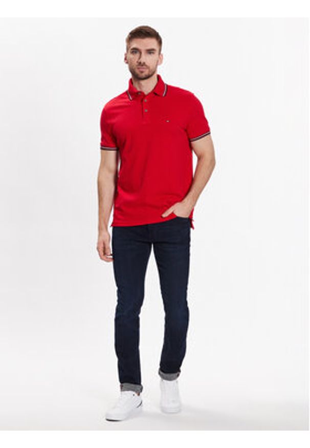 TOMMY HILFIGER - Tommy Hilfiger Polo 1985 Rwb Tipped MW0MW30750 Czerwony Slim Fit. Typ kołnierza: polo. Kolor: czerwony. Materiał: bawełna