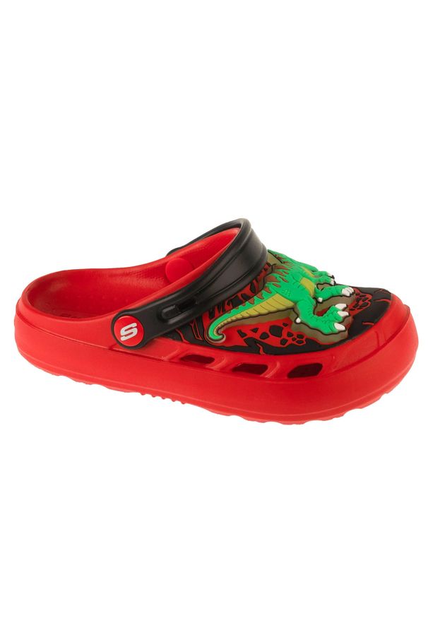 skechers - Klapki na basen chłopięce, Foamies: Swifters - T-Rex-Brights. Kolor: czerwony. Styl: sportowy
