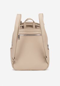 Born2be - Ciemnobeżowy Duży Plecak Zdobiony Pikowanymi Przeszyciami Pasilenna. Kolor: beżowy. Wzór: aplikacja. Styl: elegancki, casual #3