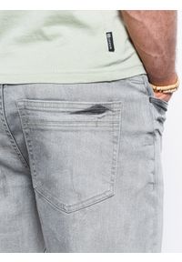 Ombre Clothing - Krótkie spodenki męskie jeansowe - szary W310 - XXL. Kolor: szary. Materiał: jeans. Długość: krótkie. Sezon: lato #4