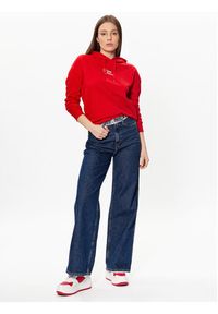 Tommy Jeans Bluza Essential Logo DW0DW15410 Czerwony Relaxed Fit. Kolor: czerwony. Materiał: bawełna