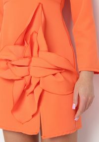 Born2be - Pomarańczowa Marynarkowa Sukienka Mini z Kopertową Górą Nivrade. Kolor: pomarańczowy. Typ sukienki: kopertowe. Długość: mini #7