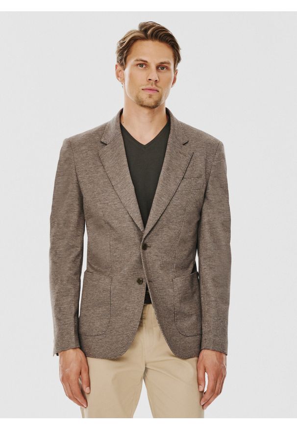 Pako Lorente - PAKO LORENTE – Szaro-brązowa marynarka męska. Kolor: szary, brązowy, zielony, wielokolorowy, beżowy. Materiał: poliester, elastan, wiskoza. Sezon: jesień