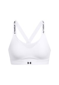 Biustonosz treningowy damski Under Armour UA Infinity High 2.0 Bra - biały. Kolor: biały. Materiał: elastan, poliester. Rodzaj stanika: różne sposoby noszenia, odpinane ramiączka. Sport: bieganie