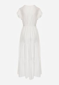 Born2be - Biała Sukienka Cephemus. Kolor: biały. Materiał: materiał. Wzór: jednolity, gładki. Sezon: lato. Typ sukienki: rozkloszowane, kopertowe. Styl: wakacyjny. Długość: maxi #2