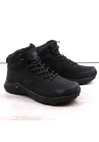 Vanhorn - Wodoodporne buty trekkingowe męskie czarne VanHorn SN34061. Kolor: czarny. Materiał: skóra ekologiczna. Styl: sportowy