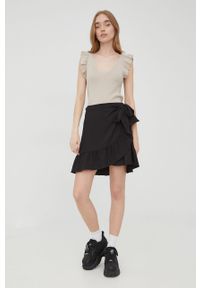 Vero Moda spódnica kolor czarny mini rozkloszowana. Kolor: czarny. Materiał: tkanina #3