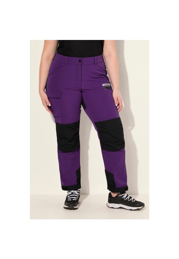 ULLA POPKEN - Damskie Hybrydowe spodnie trekkingowe HYPRAR odblaski pasek na rzep. Kolekcja: plus size. Kolor: fioletowy. Materiał: materiał, poliester, bawełna. Długość: długie