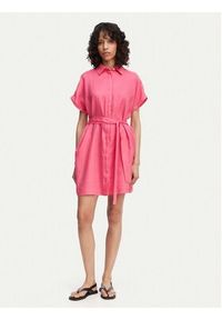 GANT - Gant Sukienka koszulowa 4503514 Różowy Relaxed Fit. Kolor: różowy. Materiał: len. Typ sukienki: koszulowe #4
