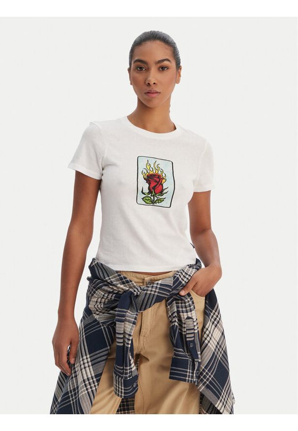 RVCA T-Shirt 23B353502 Biały Regular Fit. Kolor: biały. Materiał: bawełna